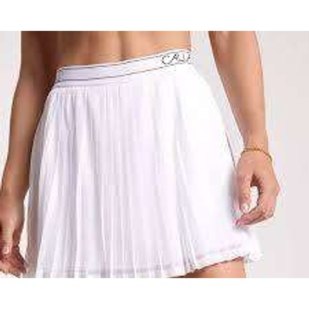 CALIA Pleated Mesh Skort Pure White High-Rise Tennis Golf Skirt WMG12338 Size M